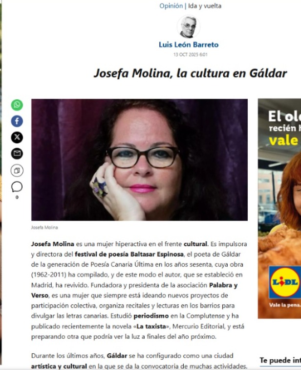 ‘JOSEFA MOLINA, LA CULTURA EN&nbsp;GÁLDAR’